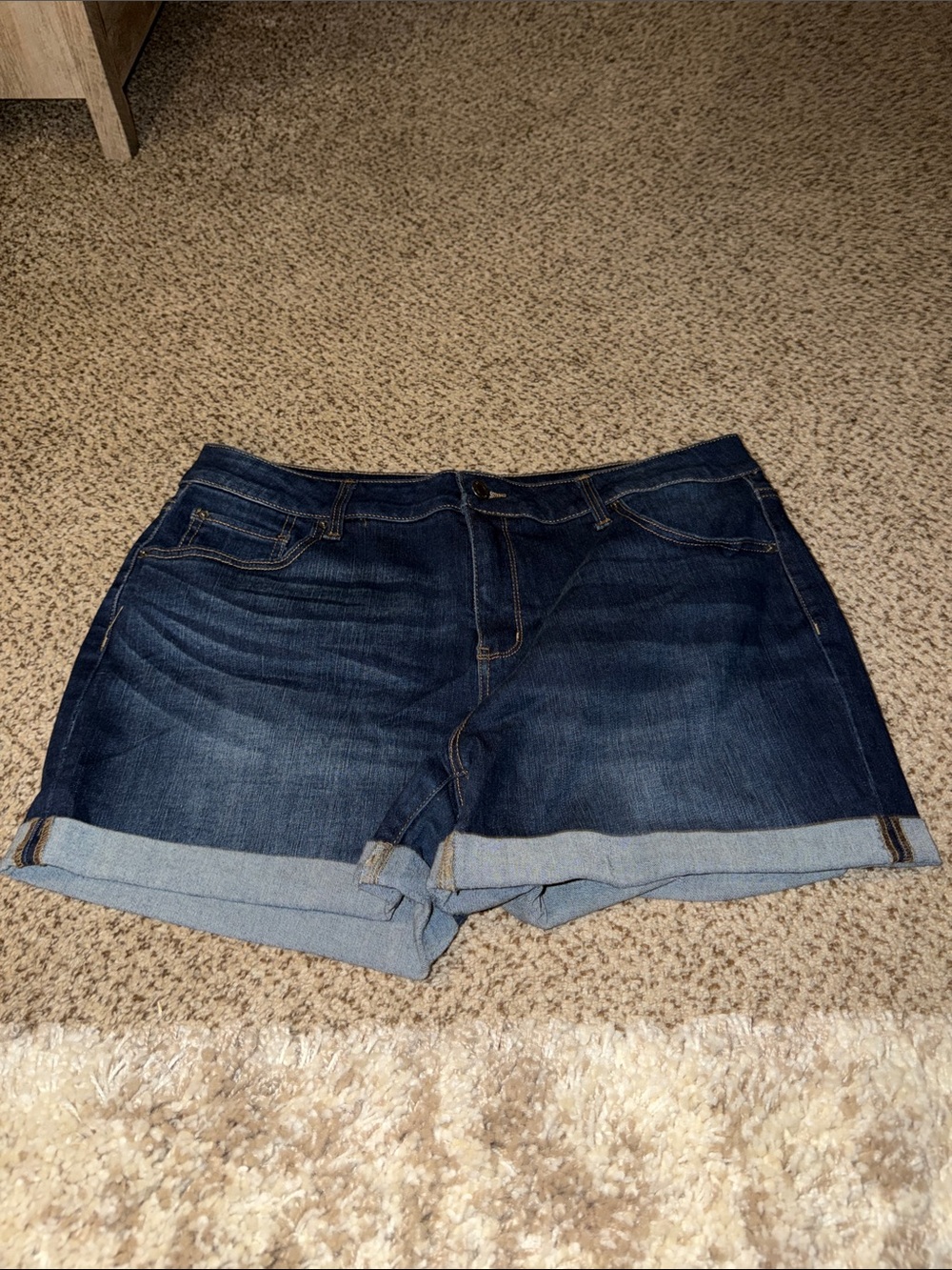 Time and Tru Dark Blue Rolled-Hem Denim Shorts